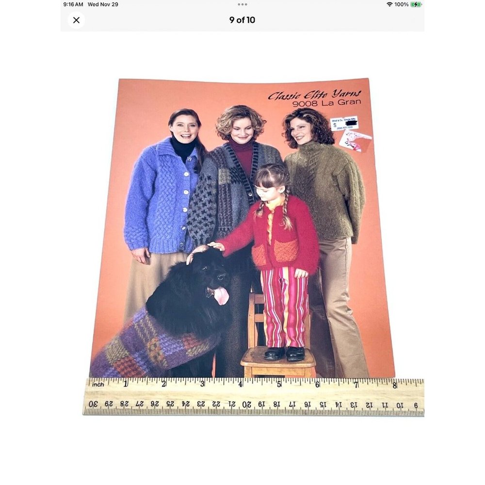 Classic Yarns 9008 La Gran Sweaters Vtg 70s 80s Knitting Bk Family & Dog Sweater - Picture 9 of 10